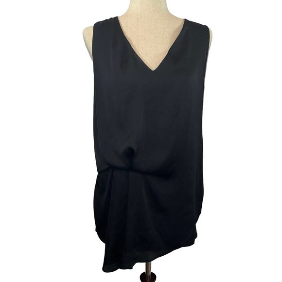 LN DOLAN Left Coast Collection Black Sleeveless V-Neck Draped Tunic Top … - Picture 1 of 11